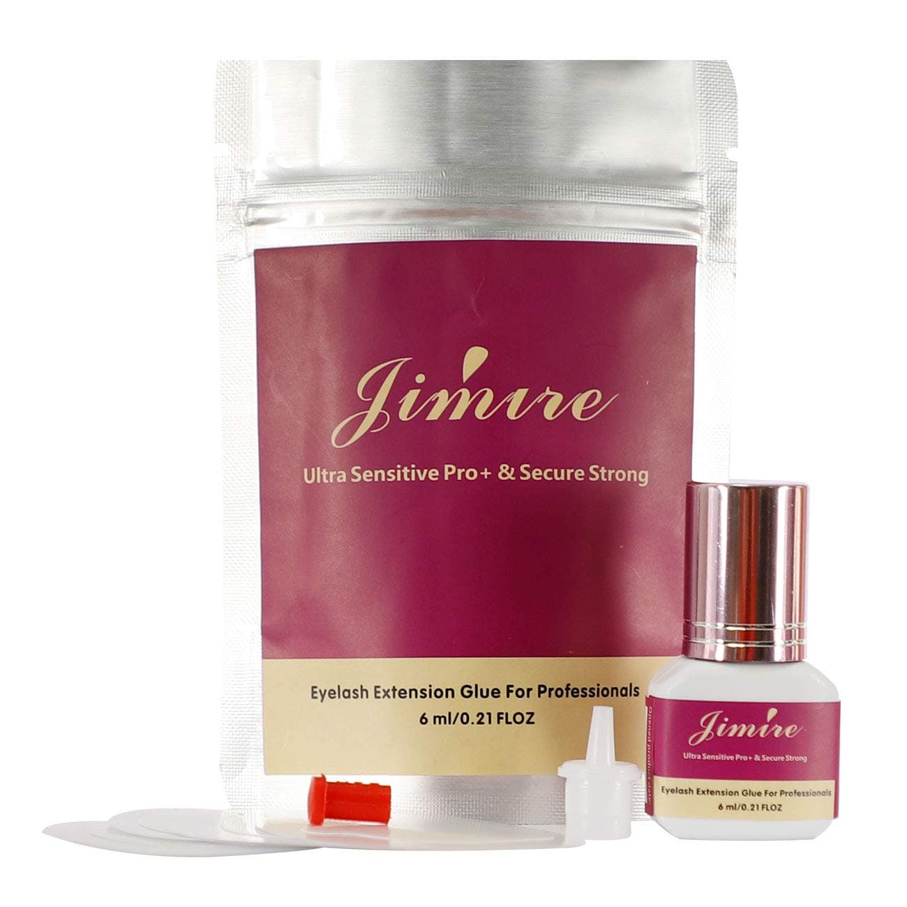 Ultra Sensitive Eyelash Extension Glue- JIMIRE 6ml | Lowest Fume | 4-5 Sec Dry Time | 4-5 Weeks Retention | Only Professional Use | Semi-Permanent Black Lash Adhesive for Eyelash Extensions