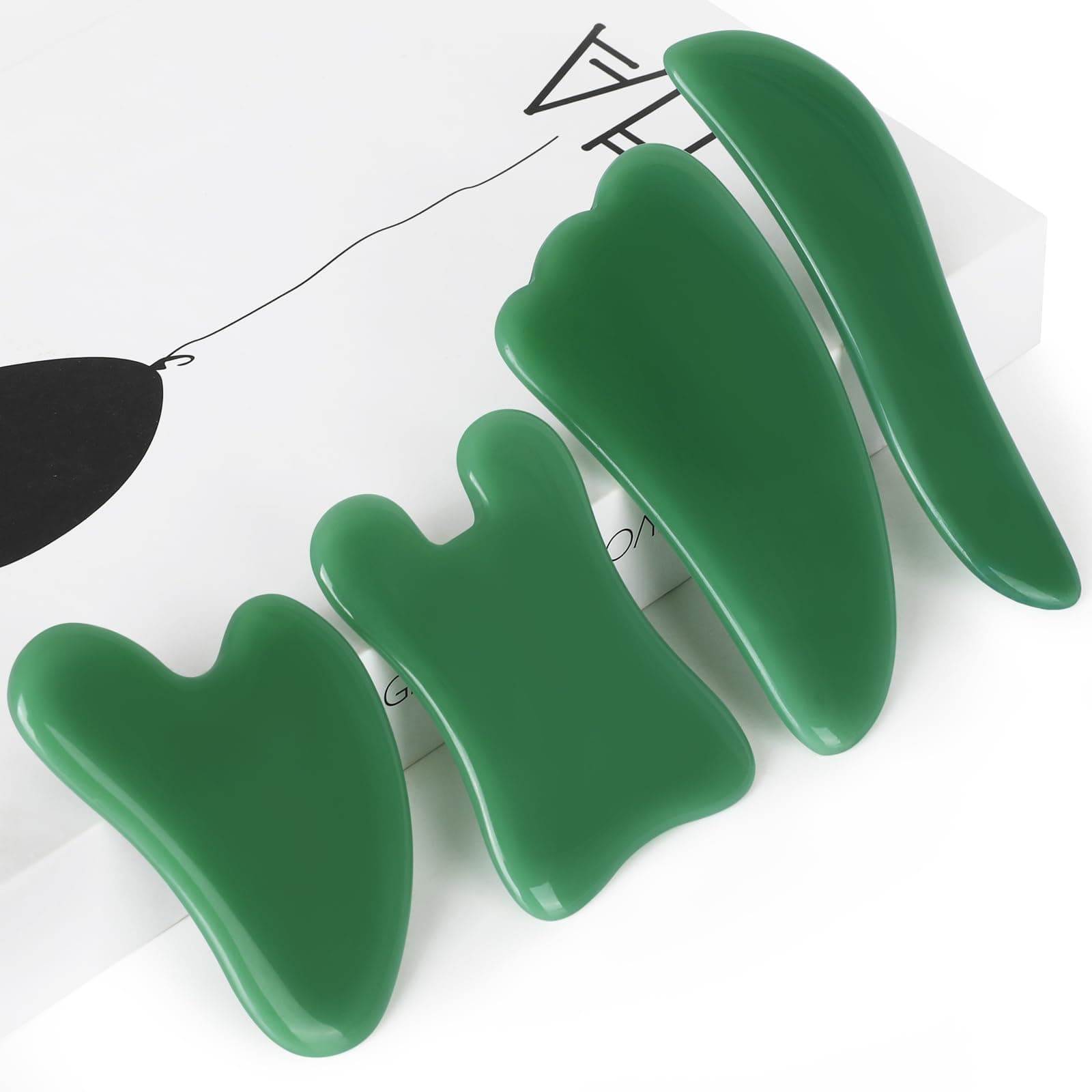 airogym Guasha Massage Tool,Natural Stone Gua Sha Board, 4PCS Guasha Stone Scraping Massage Sets for SPA Acupuncture Physical Therapy Muscle Knots Facial Caring Point Treatment