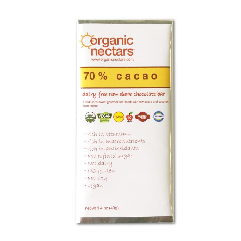 ORGANIC NECTARS Organic Raw 70% Cacao Bar, 1.4 OZ