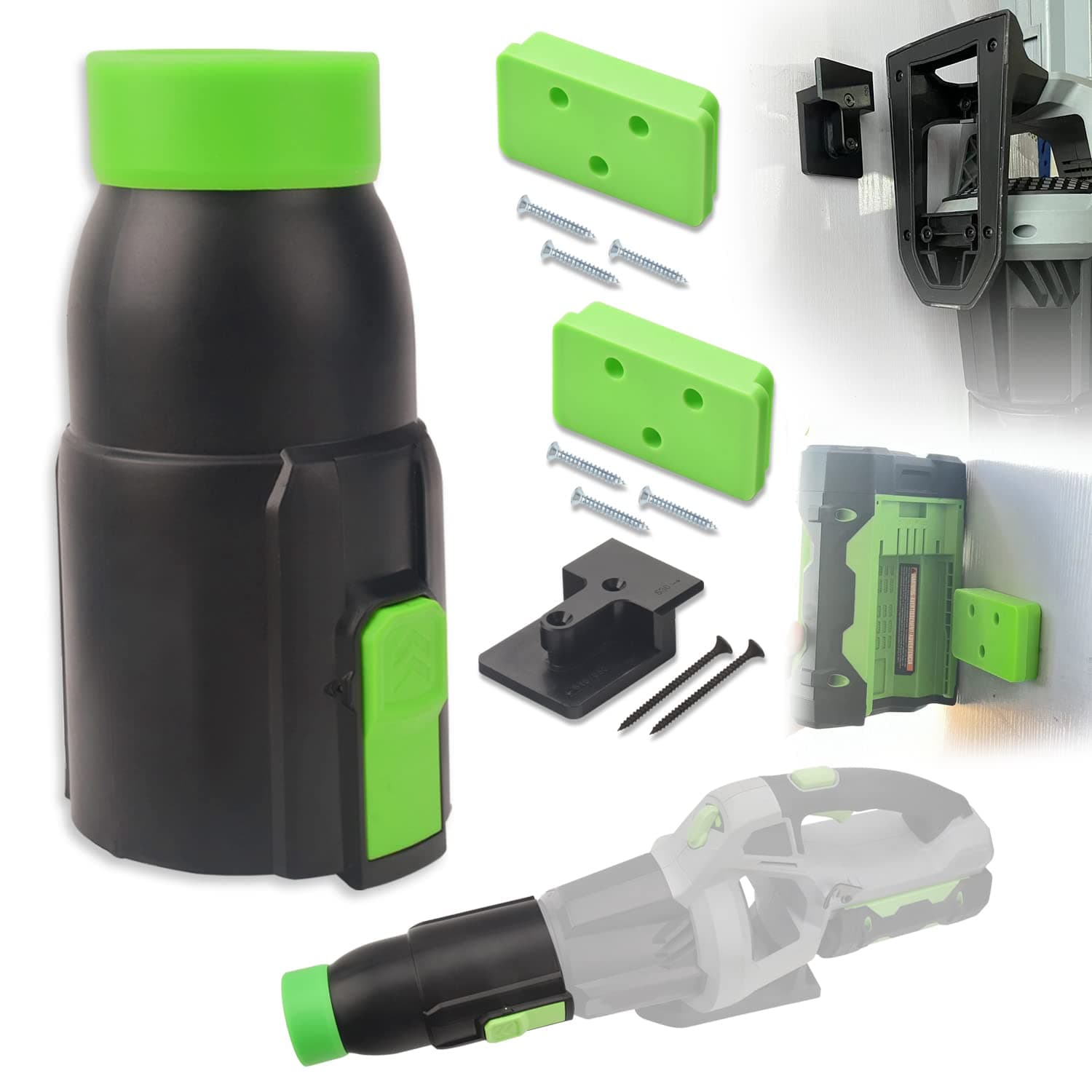 Car Drying Nozzle for EGO Power+ 530 575 580 615 650 765 Leaf Blowers, Includes 1 Leaf Blower Wall Mount Holder and 2 Mounts Battery Holders W/Hardware