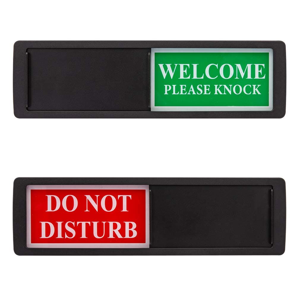 Privacy Sign - Do Not Disturb/Welcome Sign for Home Office Restroom Conference Hotel Hospital, Easy to Read Non-Scratch Magnetic Slider Door Indicator with Clear, Bold & Colored Text - Black