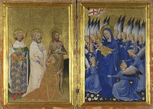 The Polyster Canvas Of Oil Painting 'English Or French The Wilton Diptych (1) ' ,size: 16 X 22 Inch / 41 X 57 Cm ,this Replica Art DecorativePrints On Canvas Is Fit For Laundry Room Artwork And Home Decor And Gifts