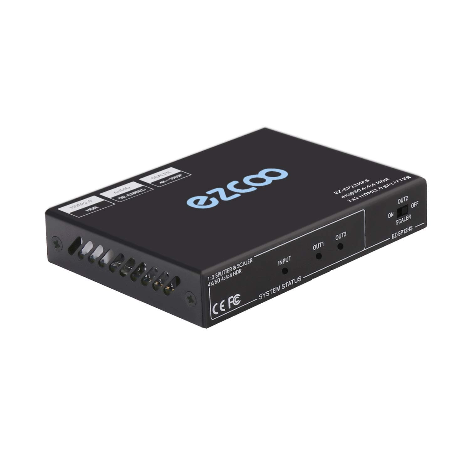 EZCOO HDMI Splitter 1x2 4K 60Hz 4:4:4 18Gbps HDR Dolby Vision HDCP 2.2, Audio Breakout SPDIF Optical 5.1CH, Support HDMI Scaler 4K 1080P Work Together, with Firmware Upgrade