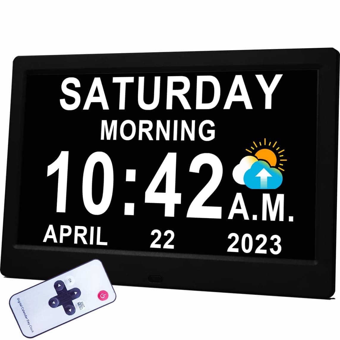 ใUpgradedใ11.5" Large Digtal Clock with Voice-Talking Day and Date for Seniors, 19 Alarms & Custom Reminders, 10-Level Auto Dimmer, Auto DST, 8 Colors Display Clock for Elderly Dementia Alzheimers