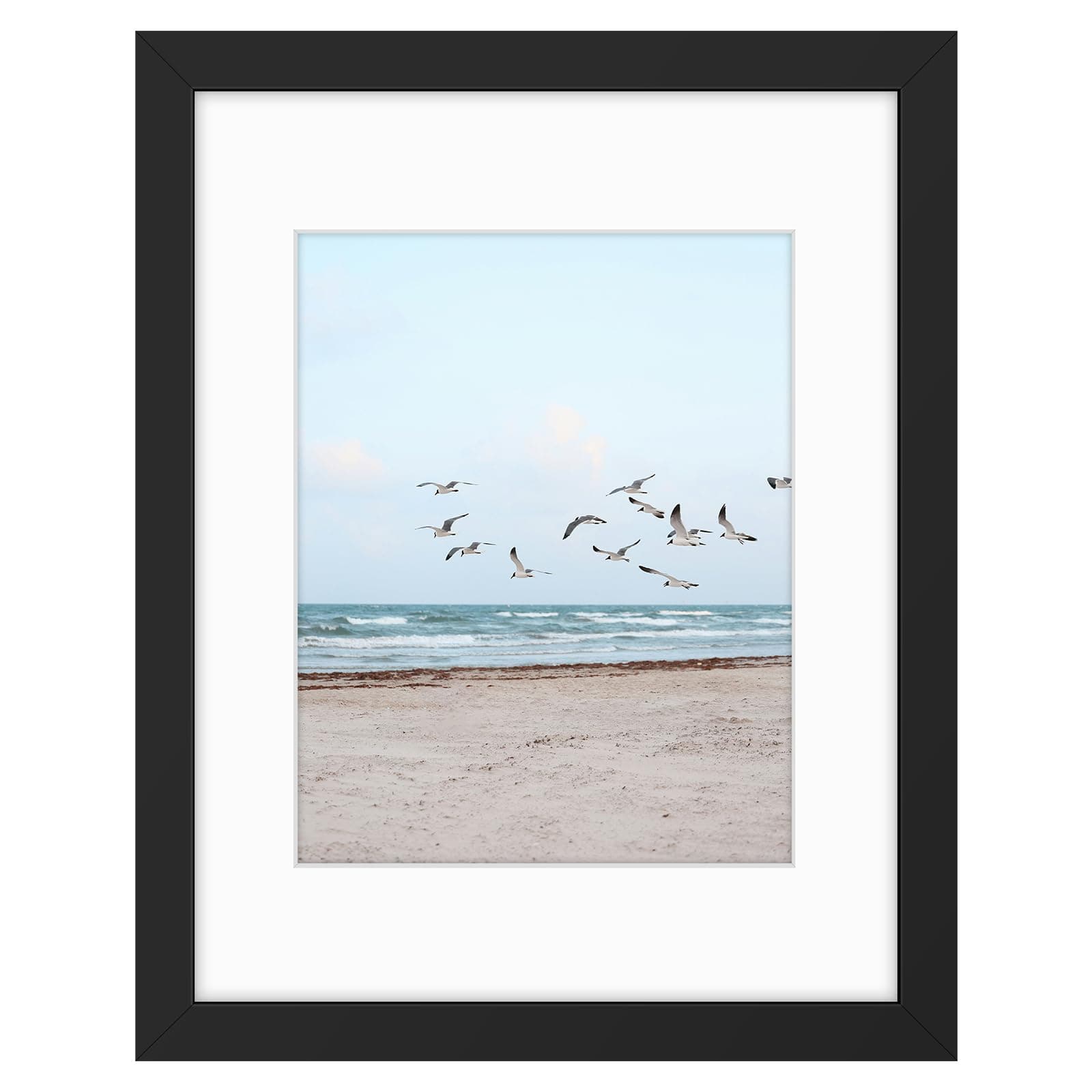 Frametory, 11x14 Frames Display 8x10 Picture with Mat or 11x14 Photo Without Mat, Shatter-Resistant Glass, Pre-Installed Wall Mounting Hardware - Black