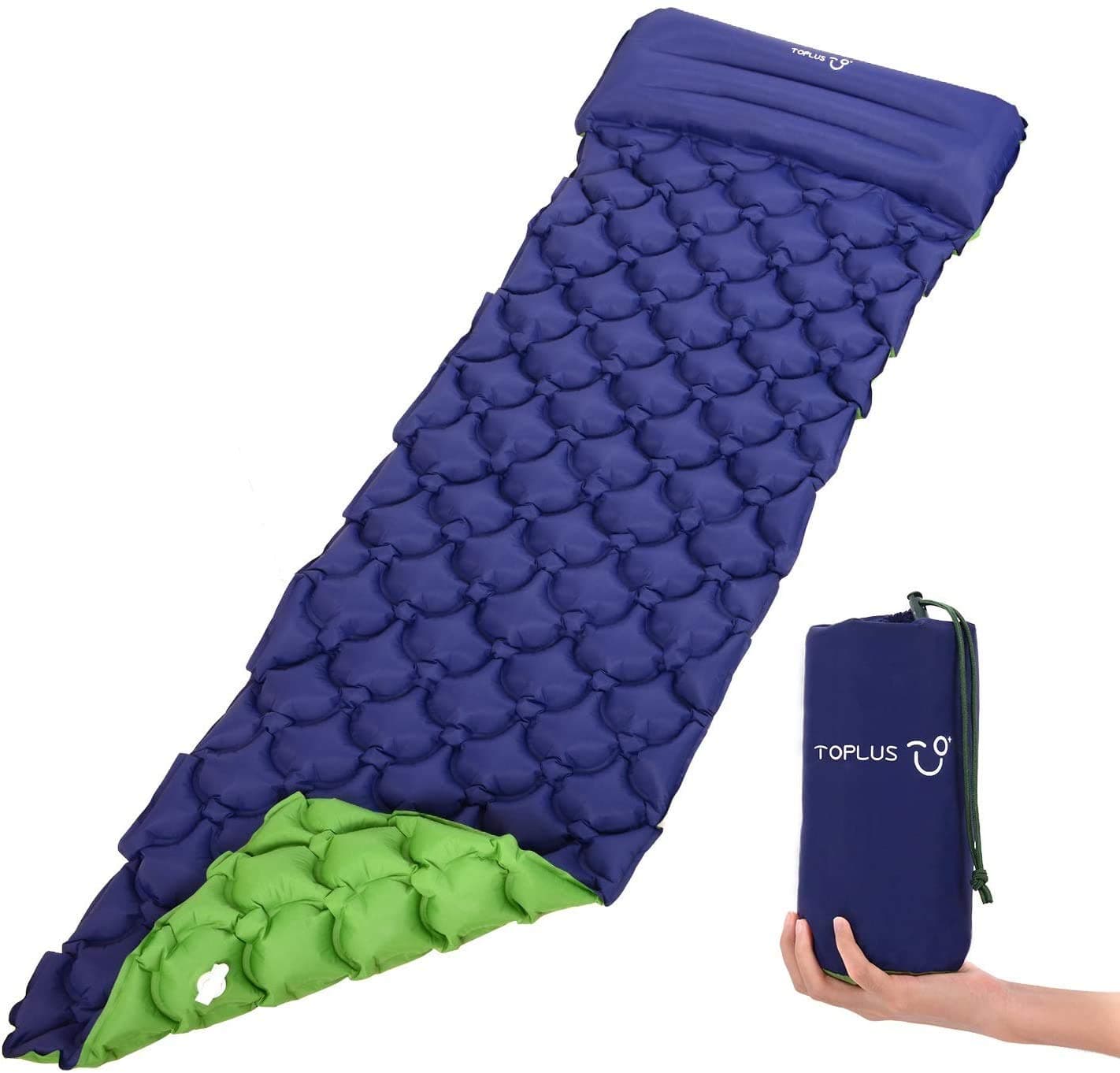 TOPLUS Camping Mat Inflatable Mattress Sleeping with Pillow, Camping Mat Waterproof thick Comfortable, 190 x 59 x 6 cm