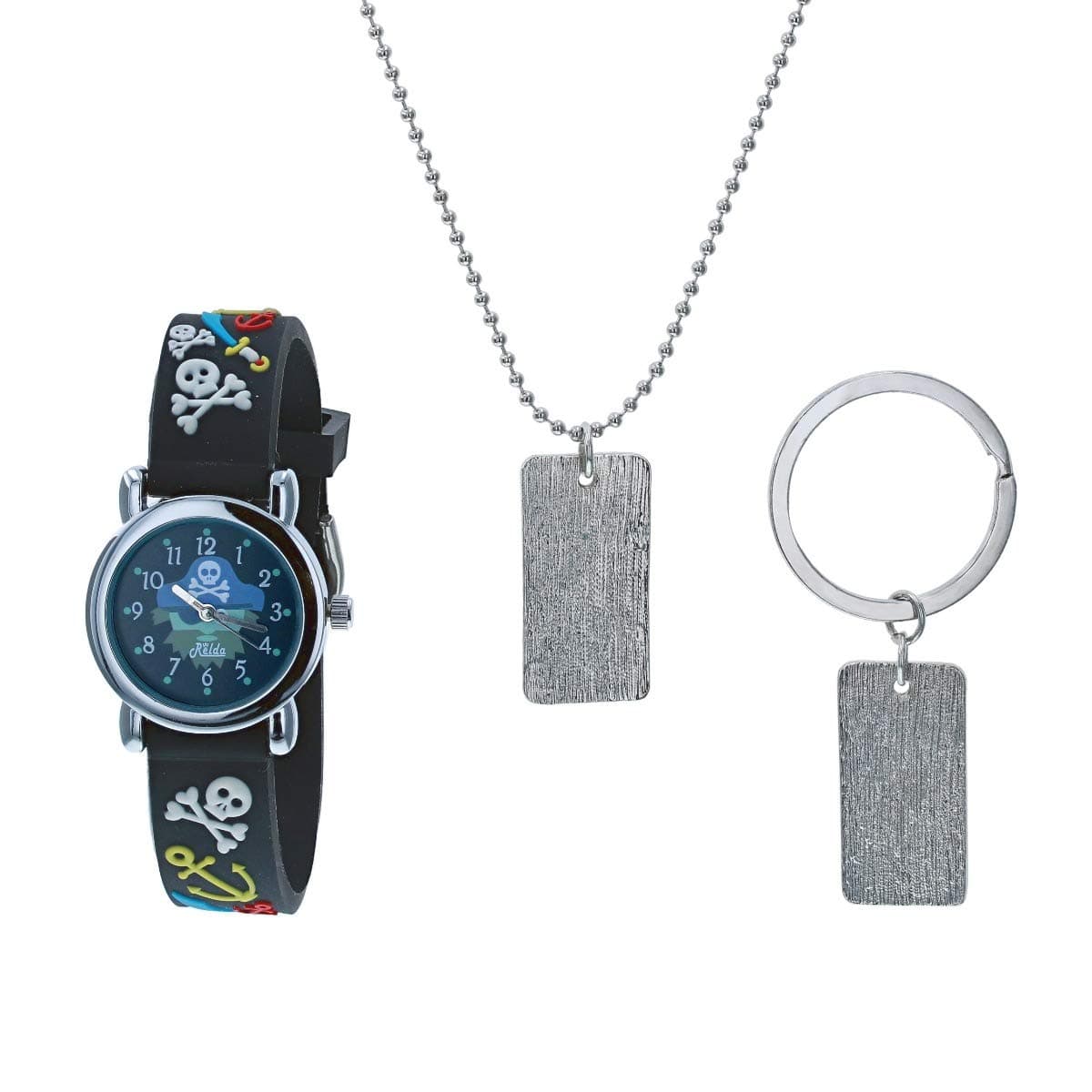 Relda Boys-Kids Khaki Camouflage Watch, Dog Tag Pendant & Keyring Gift Set REL51