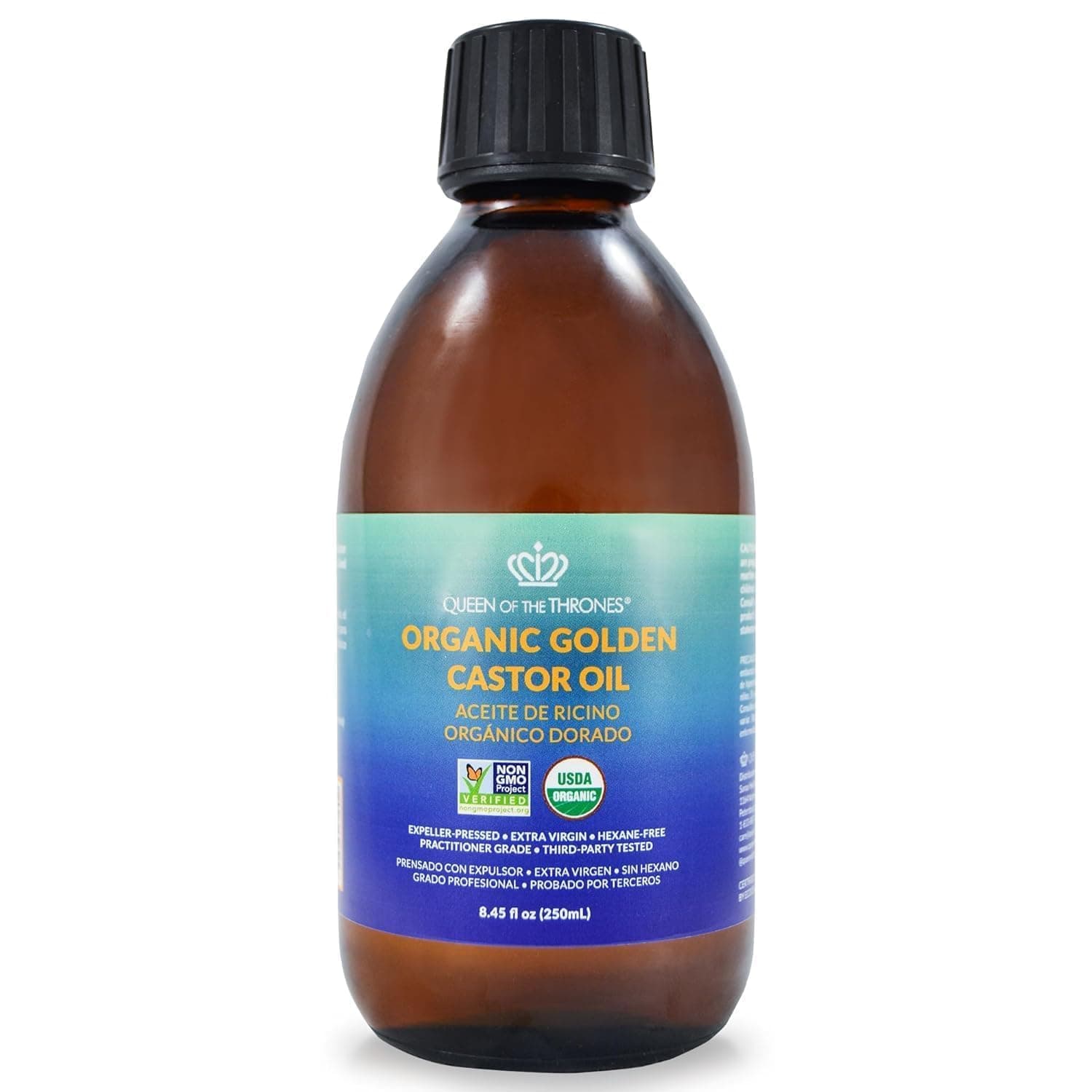 Organic Golden Castor Oil | 100% Pure for Hair, Skin, Nails, Brows & Lashes | Hexane-Free | USDA Certified [8.4oz (250ml)]