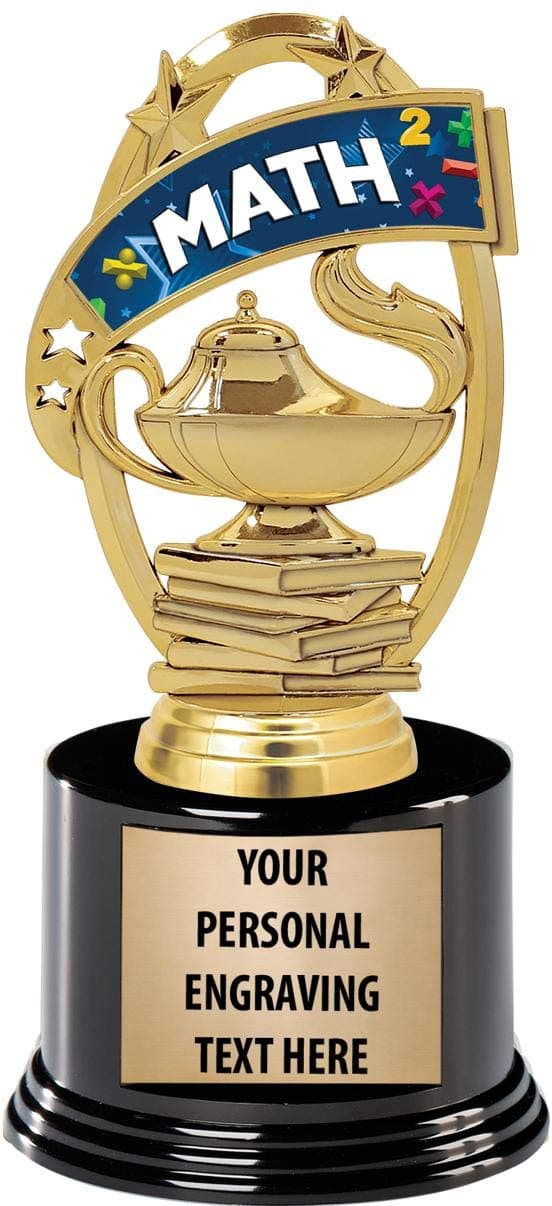Crown Awards Math Trophies with Custom Engraving, 7.25" Personalized Mathematics Kids Trophy On Deluxe Round Base