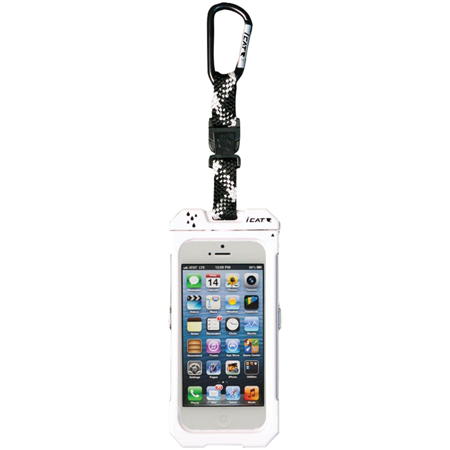 DRI CAT 11062P-C4 Hang It Waterproof Case with Carabineer for iPhone 5 - 1 Pack - Retail Packaging - White/Black