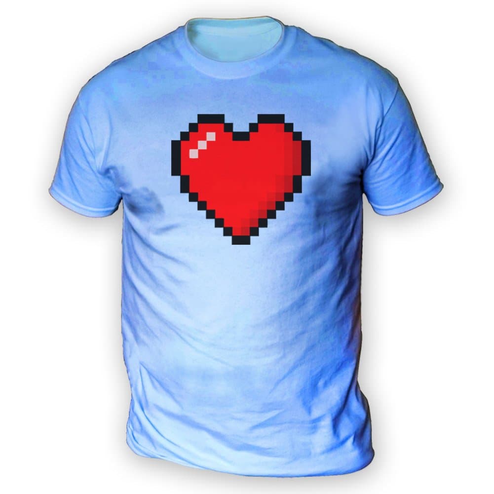 16 Bit Heart Mens T-Shirt -x13 Colours- XS to 3XL Sizes