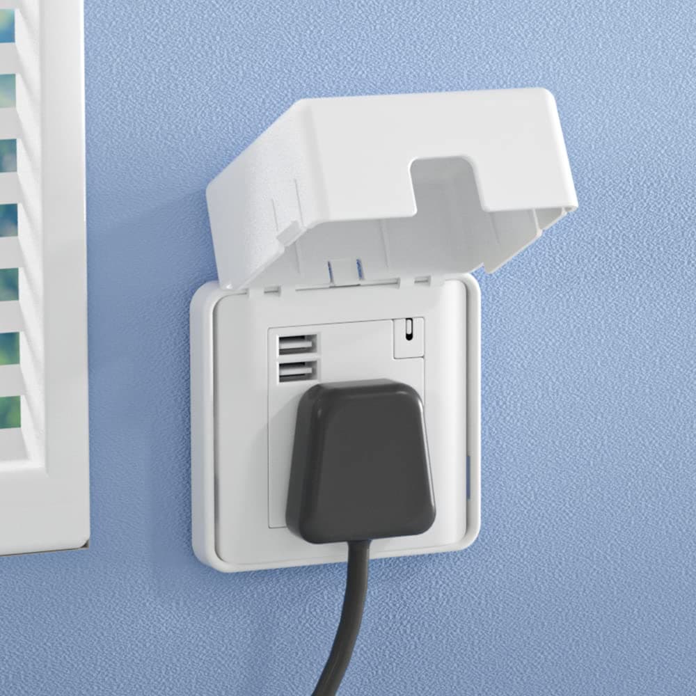 SAFELON 1 Pack Single UK Socket Cover Box for Baby Safety, Childproof Electrical Outlet & Plug Cover Box with Waterproof Splashes, Switch Protector Cover for Home Safety, Screws Only (White)