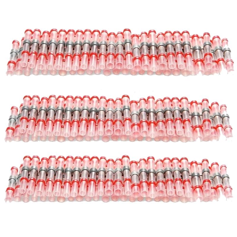 100 Pieces Solder Seal Wire Connectors Red, Heat Shrink 0.5-1.5mm, 22-18 AWG Wire Sizes, Car, Marine, Stereo Electrical Joint