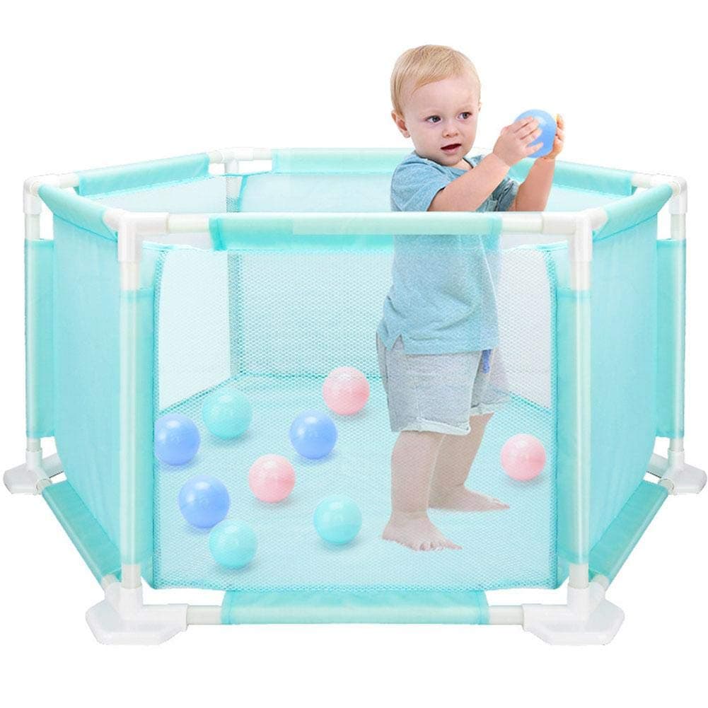 Baby Playpen Children's Playpen Hexagonal Infant Play Playpen Foldable Compact Strong Durable Play Area Playard Toys Washable Ocean Ball Pool Set For Babies/Toddler/Newborn/Infant Safe Crawling