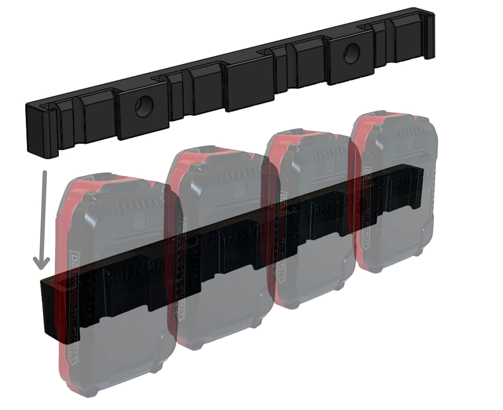 Battery Holder for Craftsman 20V | 20V Battery Holder Craftsman | Battery Storage for Craftsman | Wall Mount for Craftsman 20V Batteries (Black)