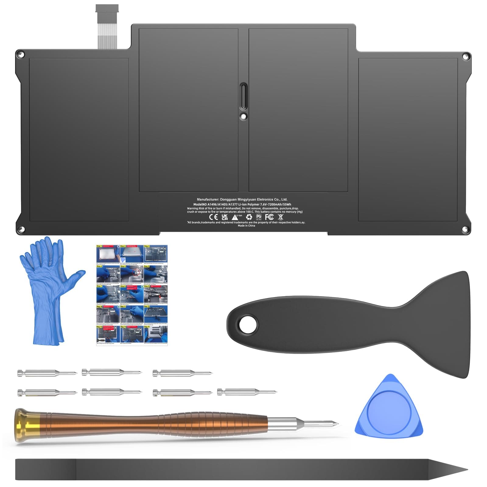 A1466 Battery Replacement for MacBook Air 13 inch 2017 2015 2014 2013 2012 2011 2010 Mac Model A1466 A1369 Batteria Type A1496 A1370 A1405 Capacity 7.6V 55Wh 7200mAh