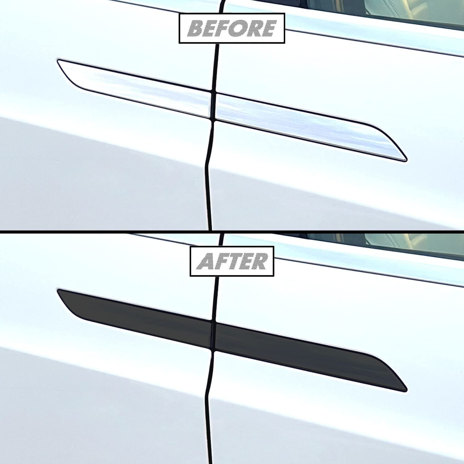 SlickMod Chrome Delete Blackout Vinyl Overlay for Tesla Model X (5. Door Handle, Matte Black)