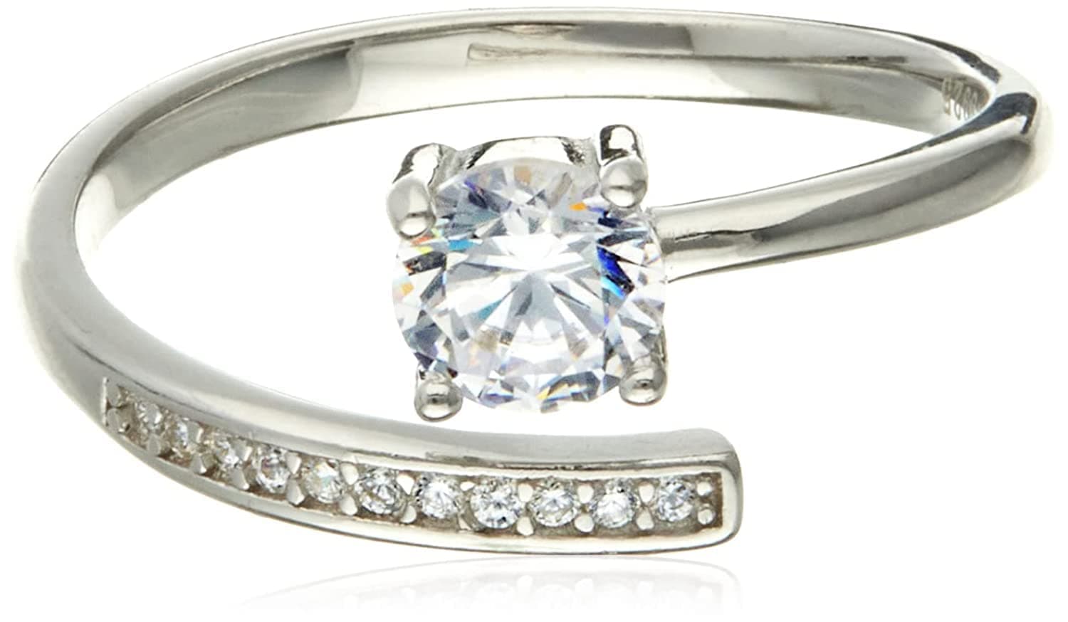 Sweet Rose Women's Sterling Silver White Cubic Zirconia Twirl Ring,