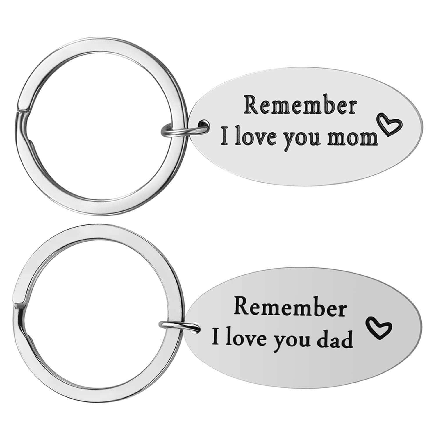 iWenSheng Parent Gifts from Daughter - Christmas Gifts for Parent, 2PCS Remember I Love You Mom Dad Keychain Set