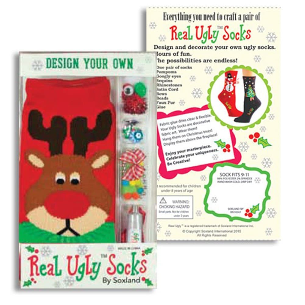 'Design Your Own' Really Ugly Reindeer Socks Kit
