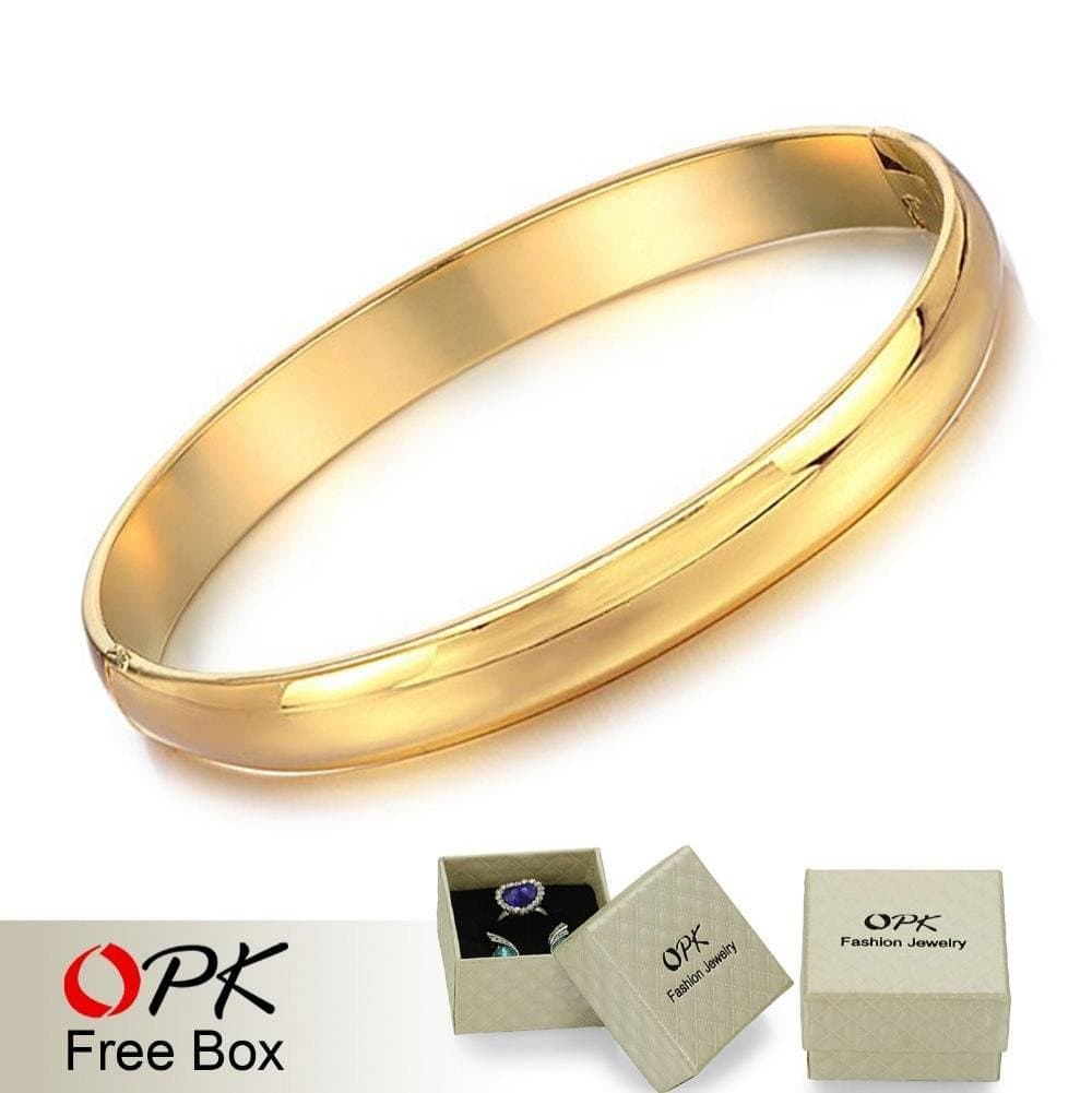 Fashion Stylish Wholesale Price Bridal Gold Bangle for women 18K Gold GP Cuff Bangle Anti-Allergy free shpping 117
