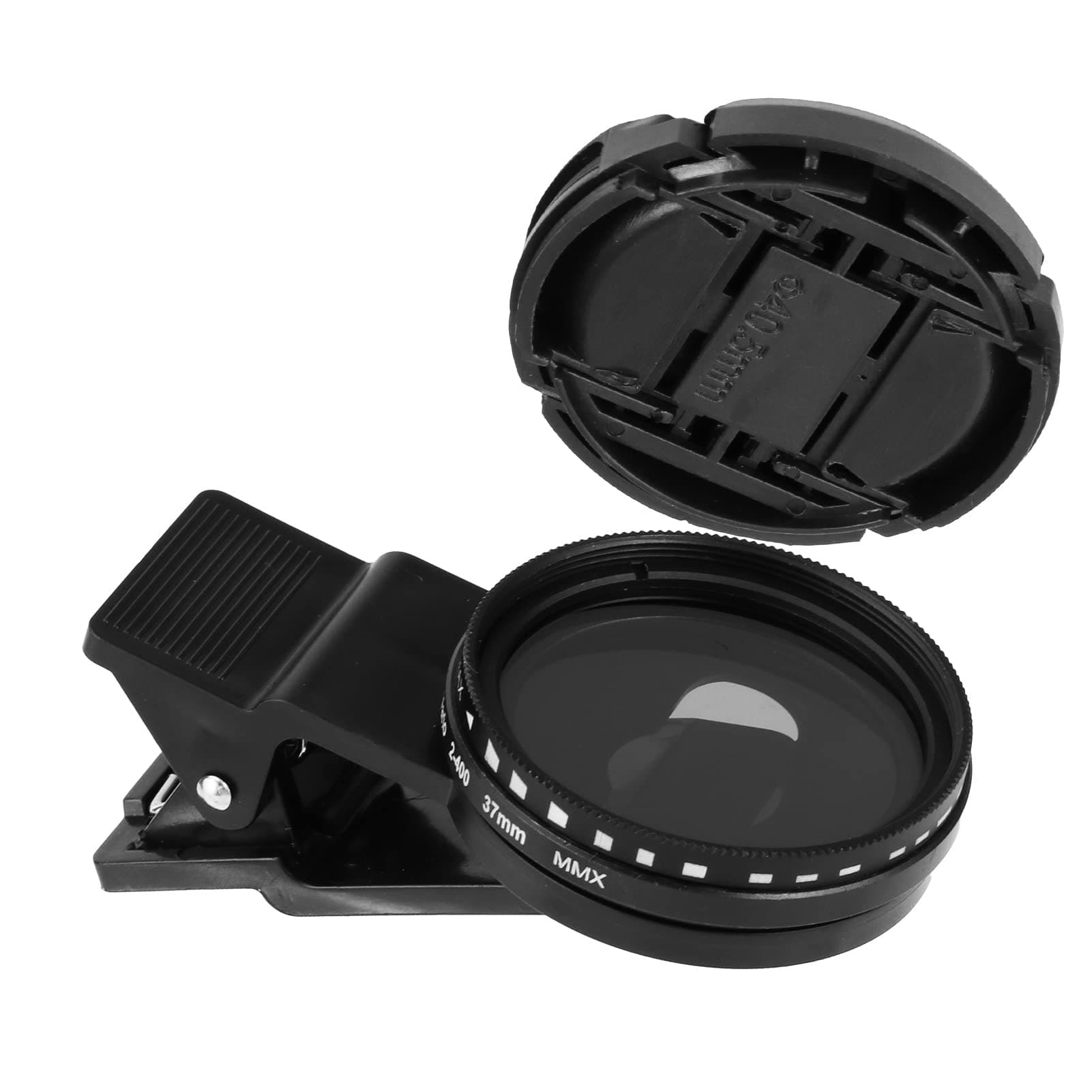 37mm ND 2-400 Cell Phone Camera Lens Clip Adjustable Density Filter with Phone Clip for iPhone Samsung Android Smartphones