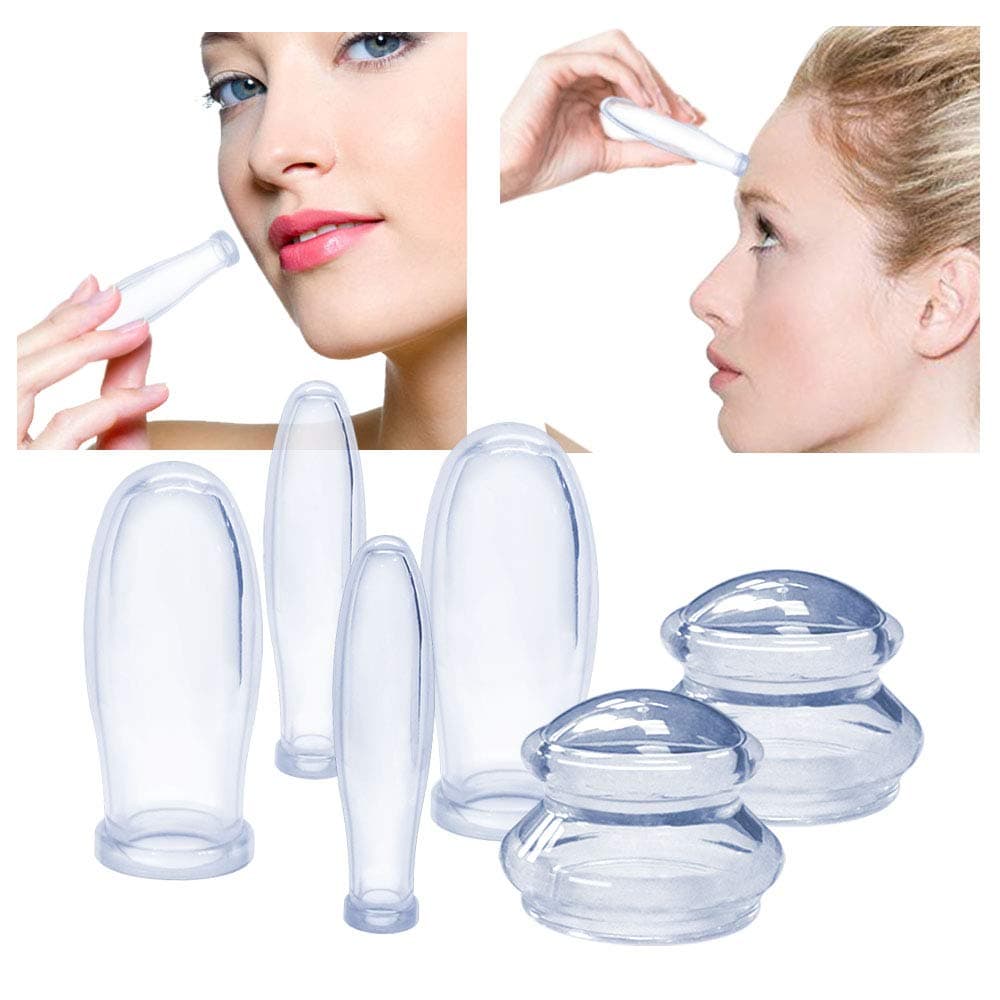 Massage Cups Anti Cellulite Cup 6 Pcs Silicone Message Cups Therapy Cupping Massage Kit Body/Face Anti Cellulite Vacuum Therapy Cups Home Spa Health Care Increase Blood Circulation