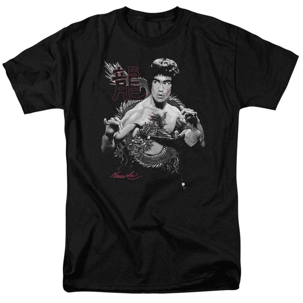 PopfunkBruce Lee The Dragon Kung Fu T Shirt & Stickers (Medium) Black