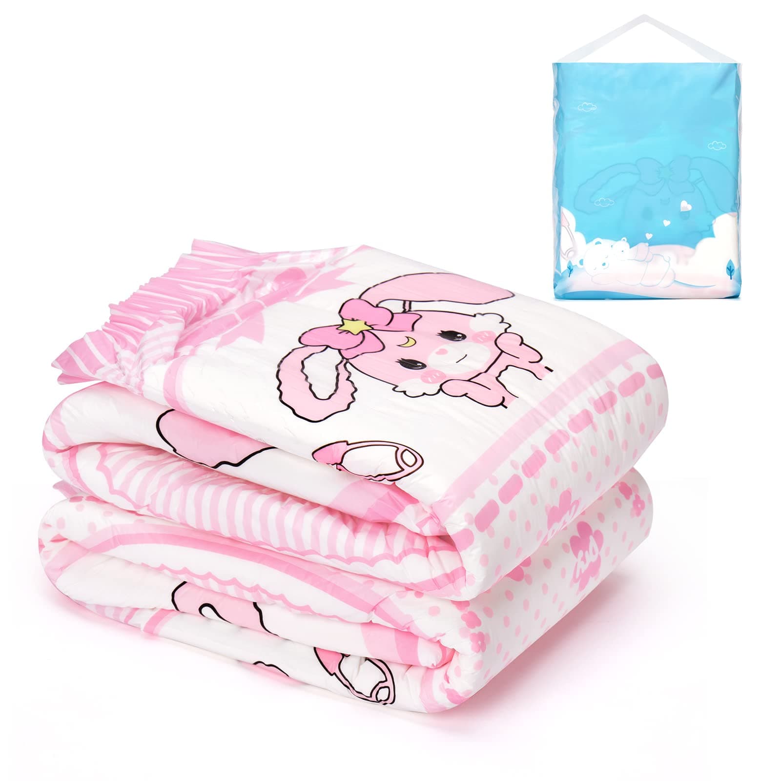 Littleforbig Adult Printed Diaper 2 Pieces - Baby Usagi (L)