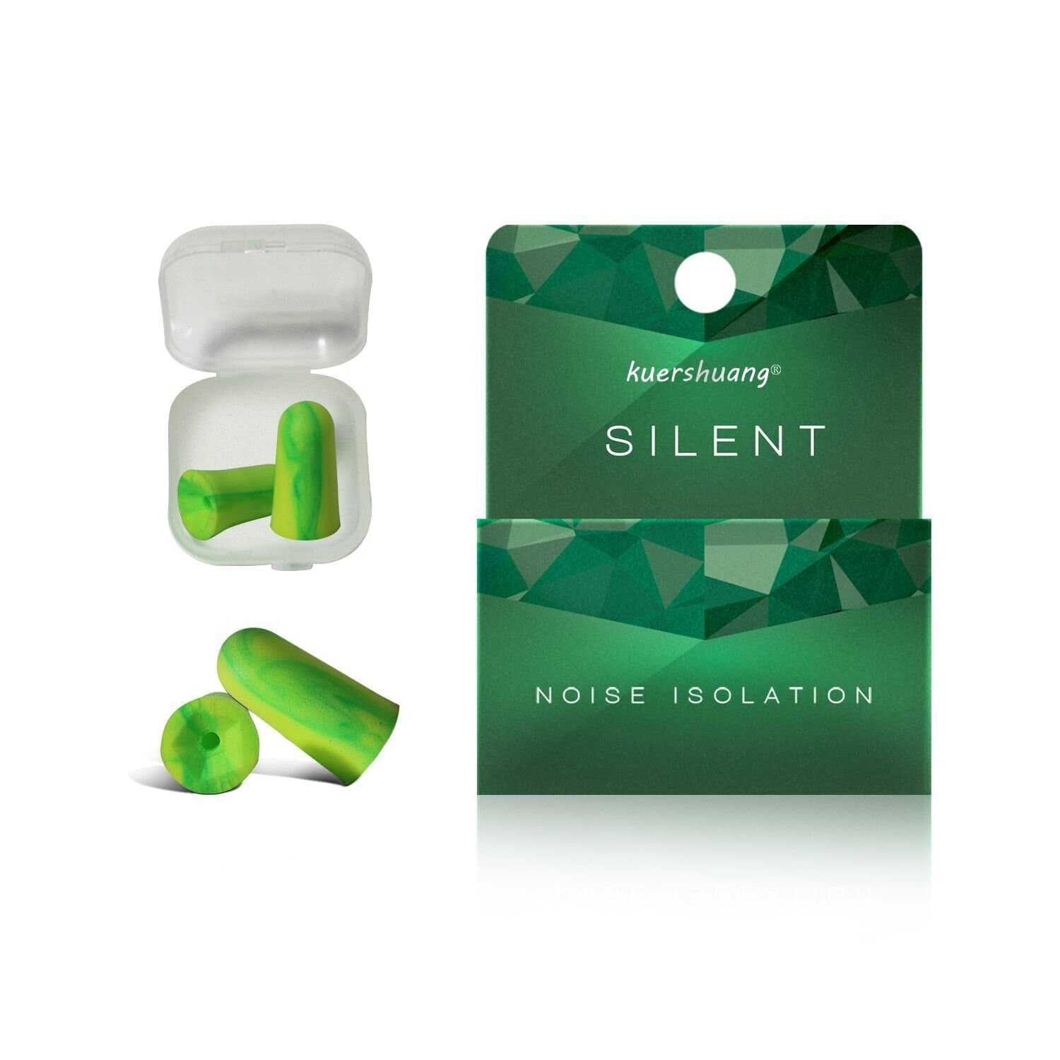 Kuershuang Ear Plugs 37dB SNR,Reusable and Soft Noise Canceling Earplugs for Sleep Noise Cancelling, Snoring, Flights, Shooting - 2 Pairs