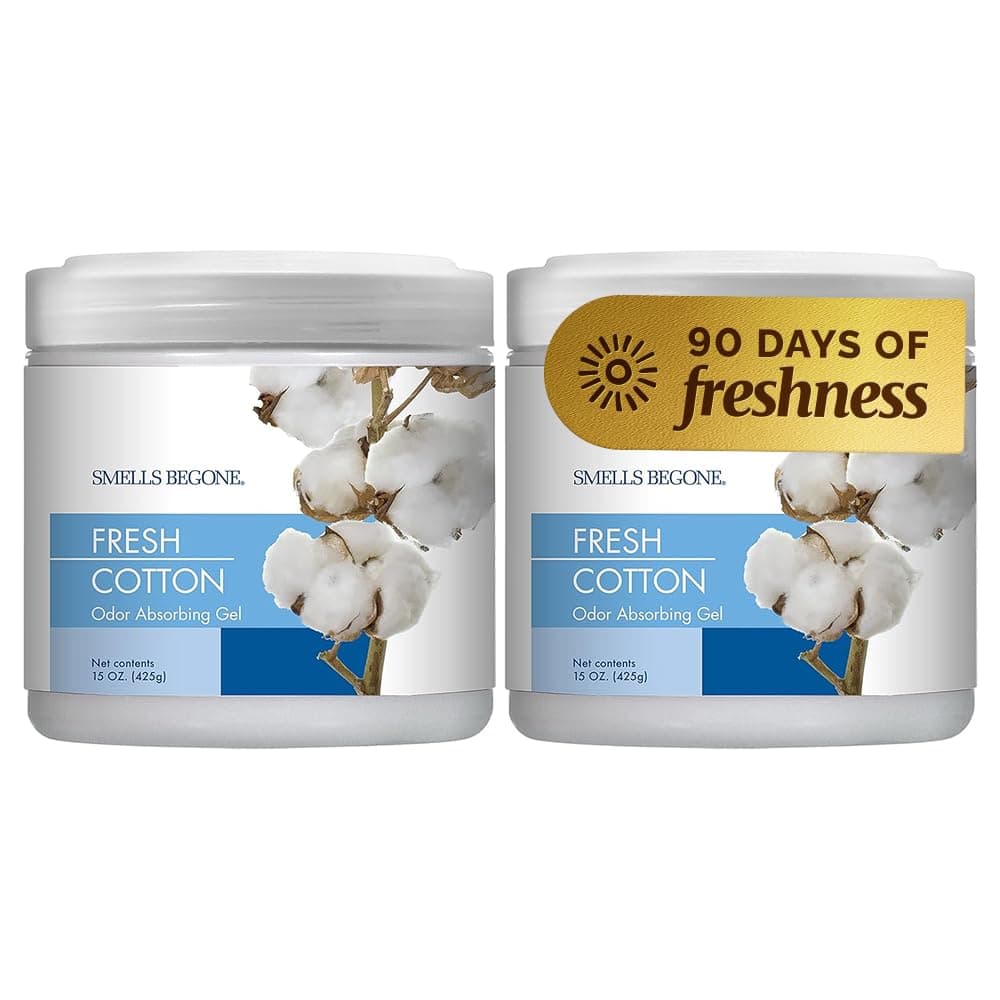 - 15oz Gel Odor Eliminator - Absorb & Remove Tough Odors in Pet Areas, Bathrooms, Basements, Garage, Cars, RVs & Boats - Eliminate Odors Quickly (2-Pack, Fresh Cotton)