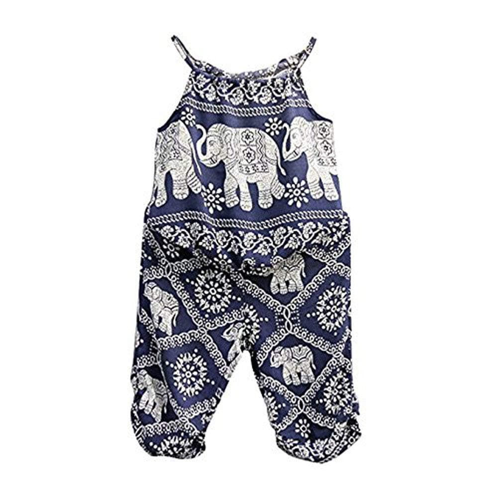 2Pcs/Set Kids Baby Girls Jumpsuit Romper, Elephant Straps Tops+Harem Pants Outfit