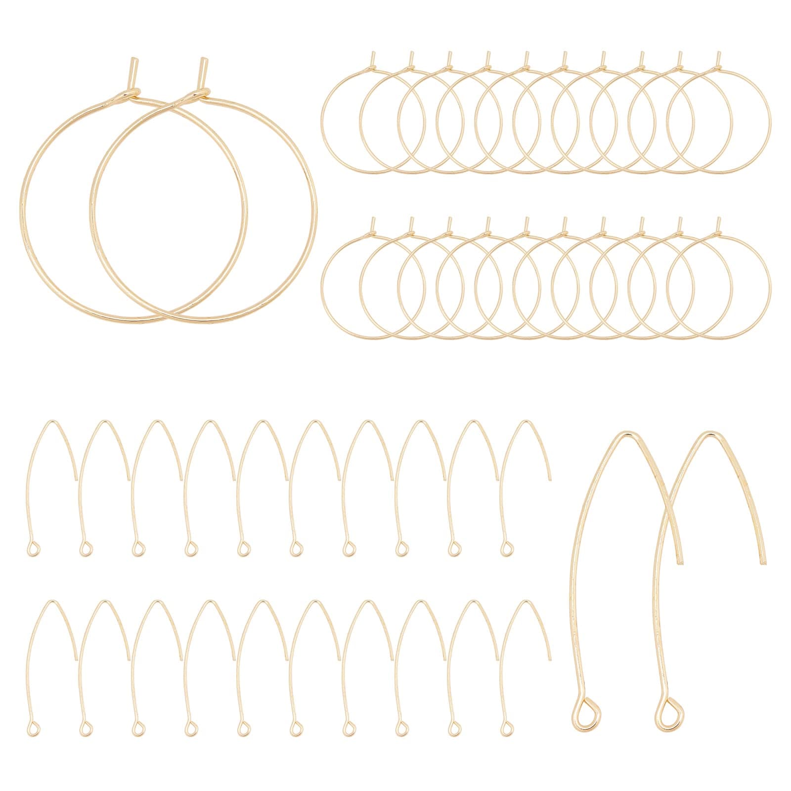 SUNNYCLUE 1 Box 40Pcs 20 Pairs 18K Gold Plated Earring Hooks for Jewelry Making Ear Wires Brass Earring Hooks and Hoop Earrings Making Supplies Jewelry Findings