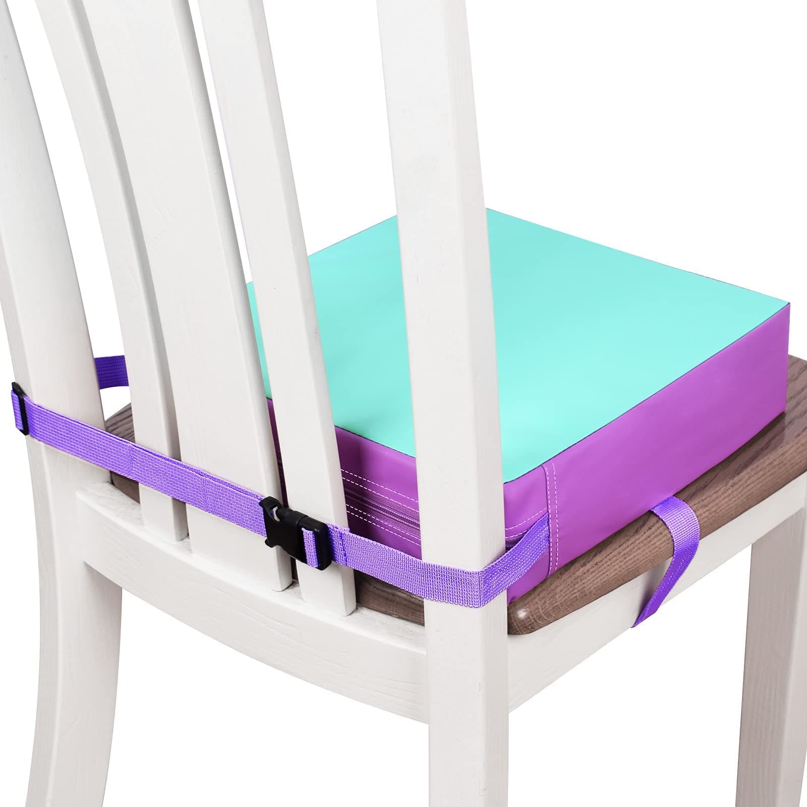 Toddler Booster Seat for Dining Table, Stronger Support Double Straps Washable Portable Booster Seat for Dining Table, Increasing Cushion for Baby Kids (Purple)