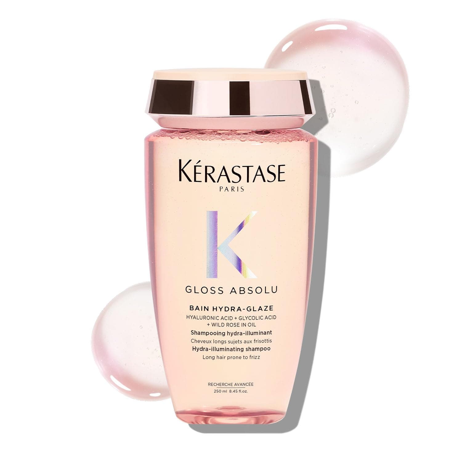 Kérastase Gloss Absolu Anti-Frizz Shampoo For Bouncy, Glossy Hair | Fine To Medium Hair | 4-Days Anti-Frizz | With Hyaluronic & Glycolic Acid, Wild Rose-In-Oil | 250ml