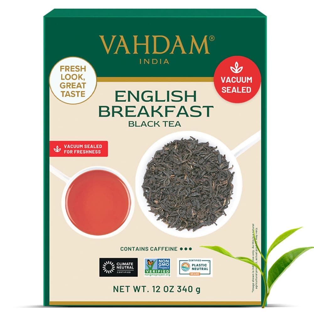 – VAHDAM, Original English Breakfast Black Tea Leaves 340g (170+ Cups) Non GMO, Gluten Free | Strong, Robust & Aromatic Loose Leaf Tea | Unblended Single Origin Loose Leaf | Vacuum Sealed Pack