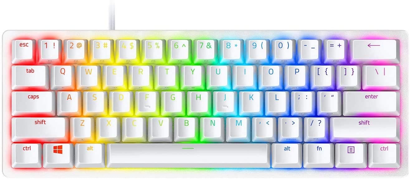 Razer Huntsman Mini 60% Gaming Keyboard: Fast Keyboard Switches - Clicky Optical Switches - Chroma RGB Lighting - PBT Keycaps - Onboard Memory - Snap Tap - White