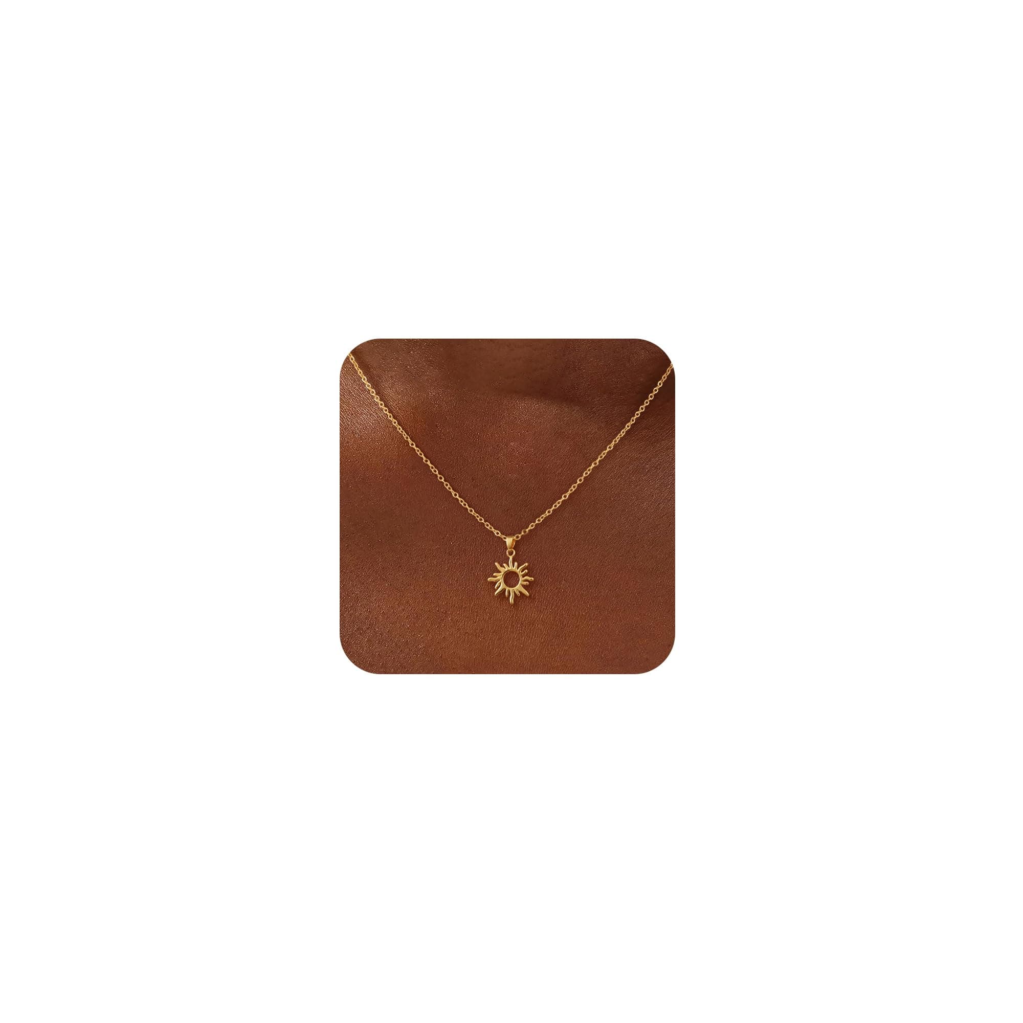 CHESKY Layered Necklaces for Women Trendy, Dainty 14k Gold Plated Pendant Necklace Layering Necklace for Women Non Tarnish Hypoallergenic Sun Gold Necklace Stack Gold Jewelry for Women Gifts