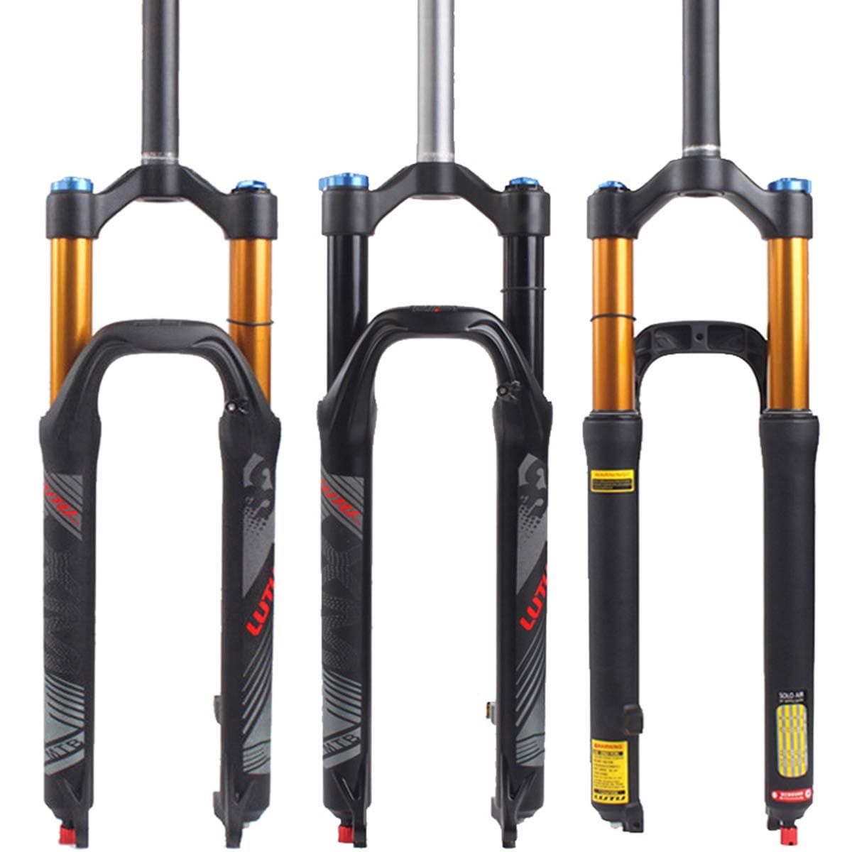 LUTU 26/27.5/29 Air MTB Suspension Fork, Rebound Adjust Straight Tube 28.6mm QR 9mm Travel 120mm Manual/Crown Lockout Mountain Bike Forks, Ultralight Gas Shock XC Bicycle