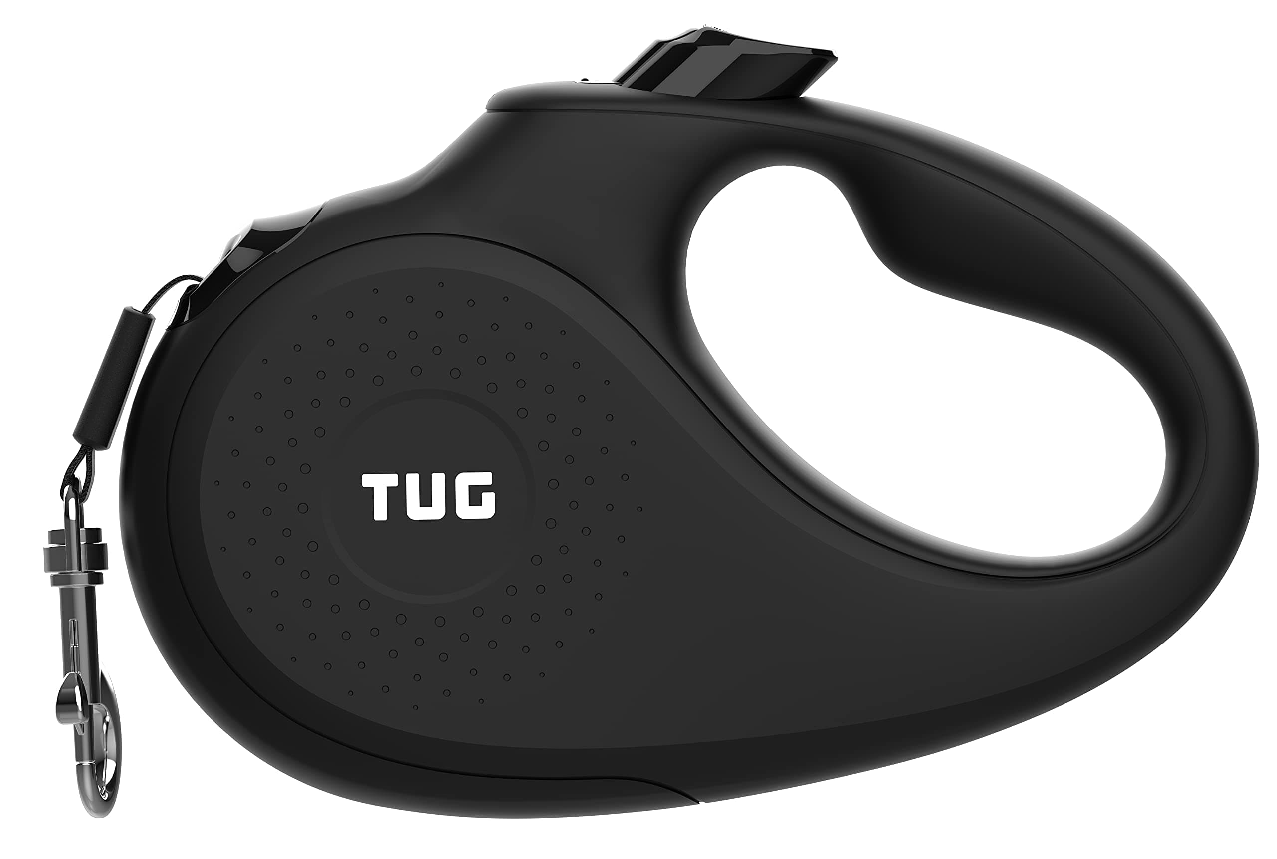 TUG Monochrome 360° Tangle-Free Retractable Dog Leash | 16 ft Strong Nylon Tape (Small, Black)