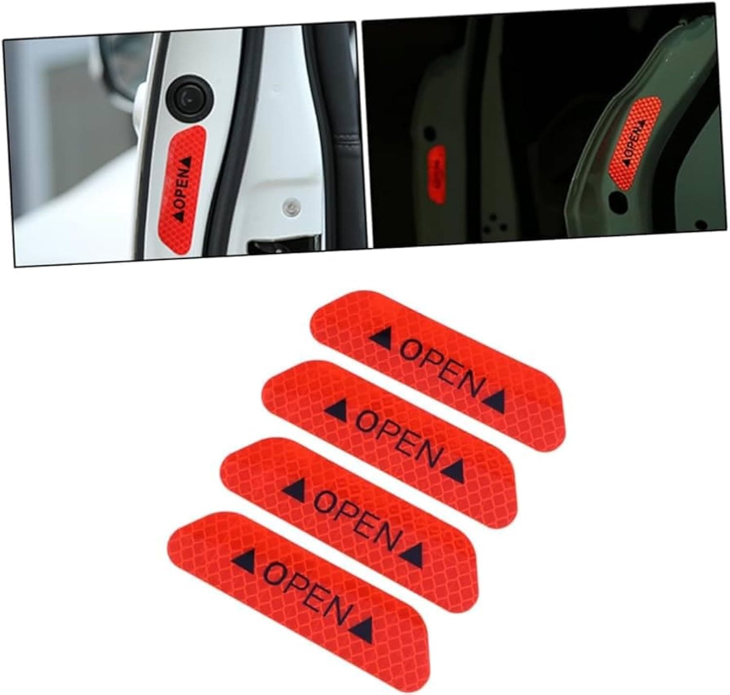 Careflection Car Door Reflective Open Warning Safety Sticker (Red), Plastic, Self-Adhesive, Self-Adhesive