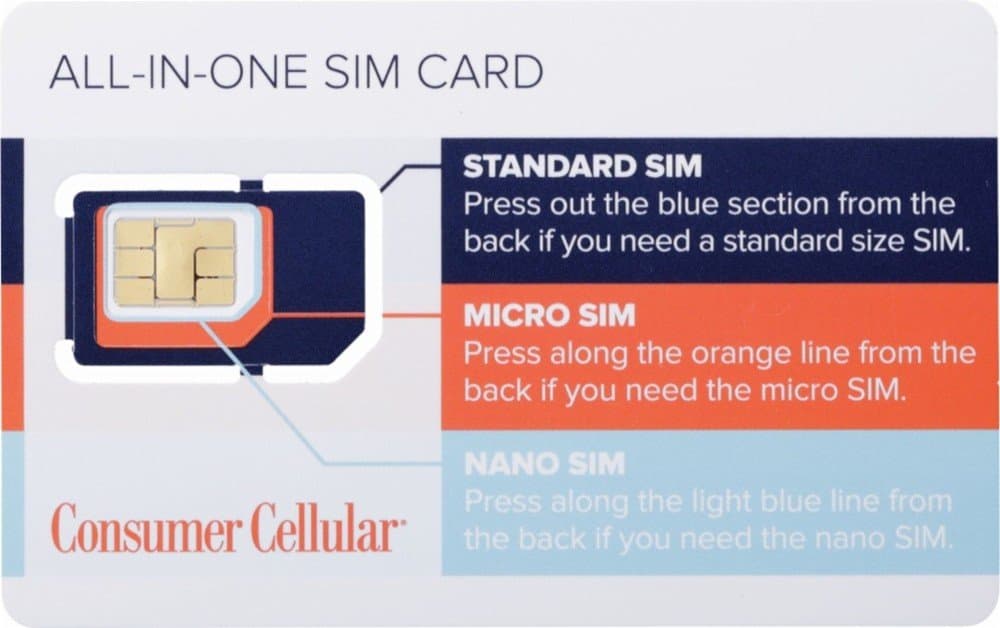 Consumer Cellular - All-in-One SIM Card – at&T - White