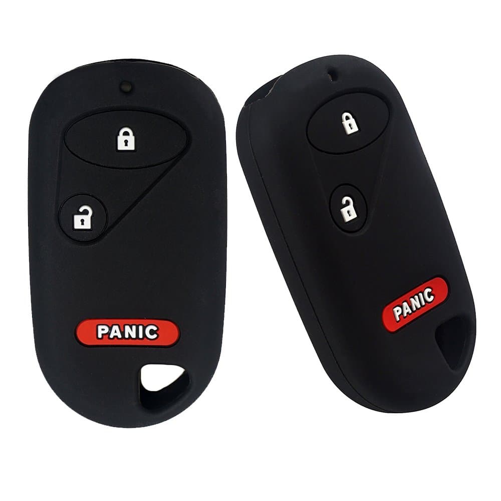 Silicone Key Fob Cover Keyless Entry Remote Protector case for Honda Civic Pilot Accord Element Insight 3 buttons(2PCS, Black)