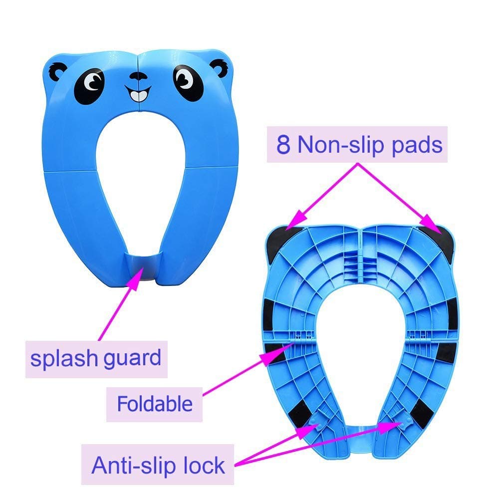 [Upgrade Version] Foldable Potty Seat - RIGHTWELL Travel Toilet Seat, Toilet Training Seat Portable Toilet Seat Toddler PP Material with Carry Bag (Blue)
