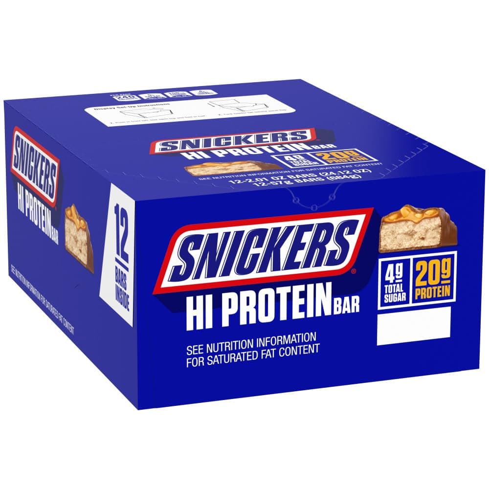 Snickers Peanut Caramel Snickers Protein Bar, 24.12 Oz, Box of 12