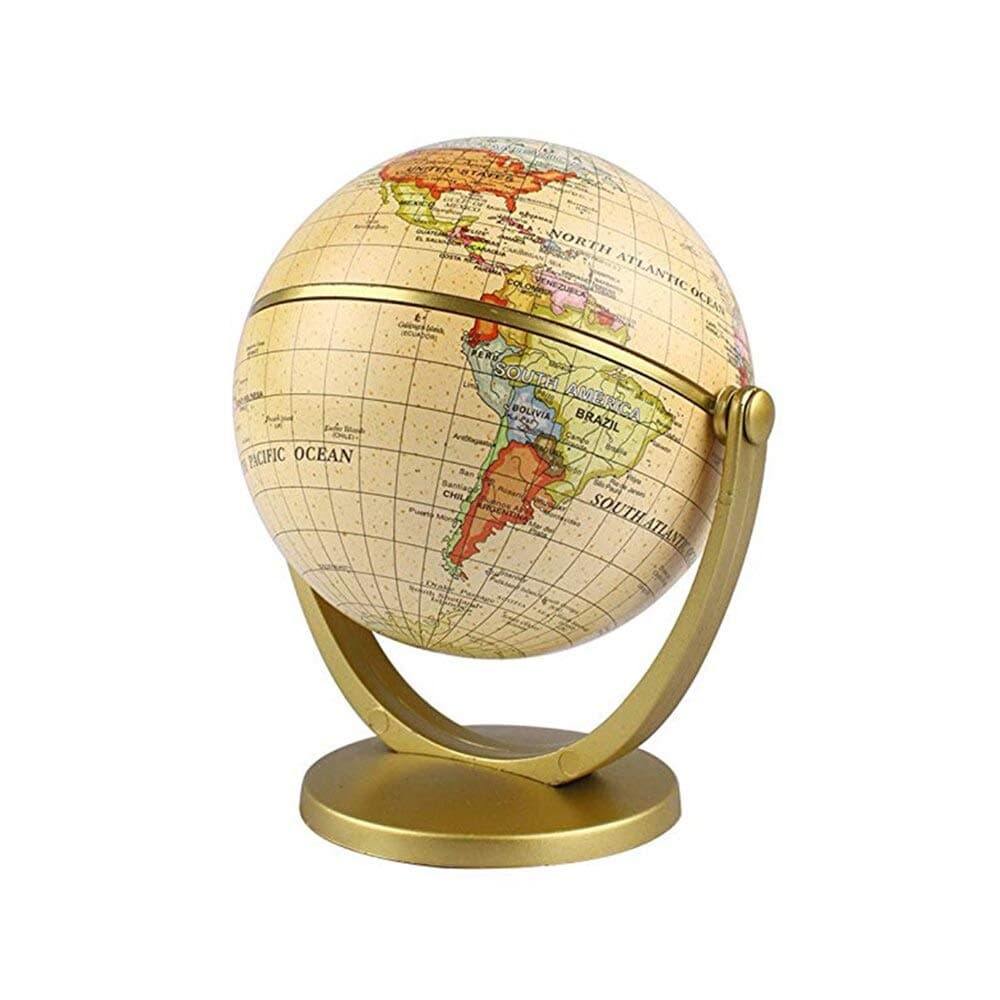 NICO SEE WONDER Vintage Rotating Terrestre Globes World Globe Earth Map with Stand Antique World Geography Educational Office Decor