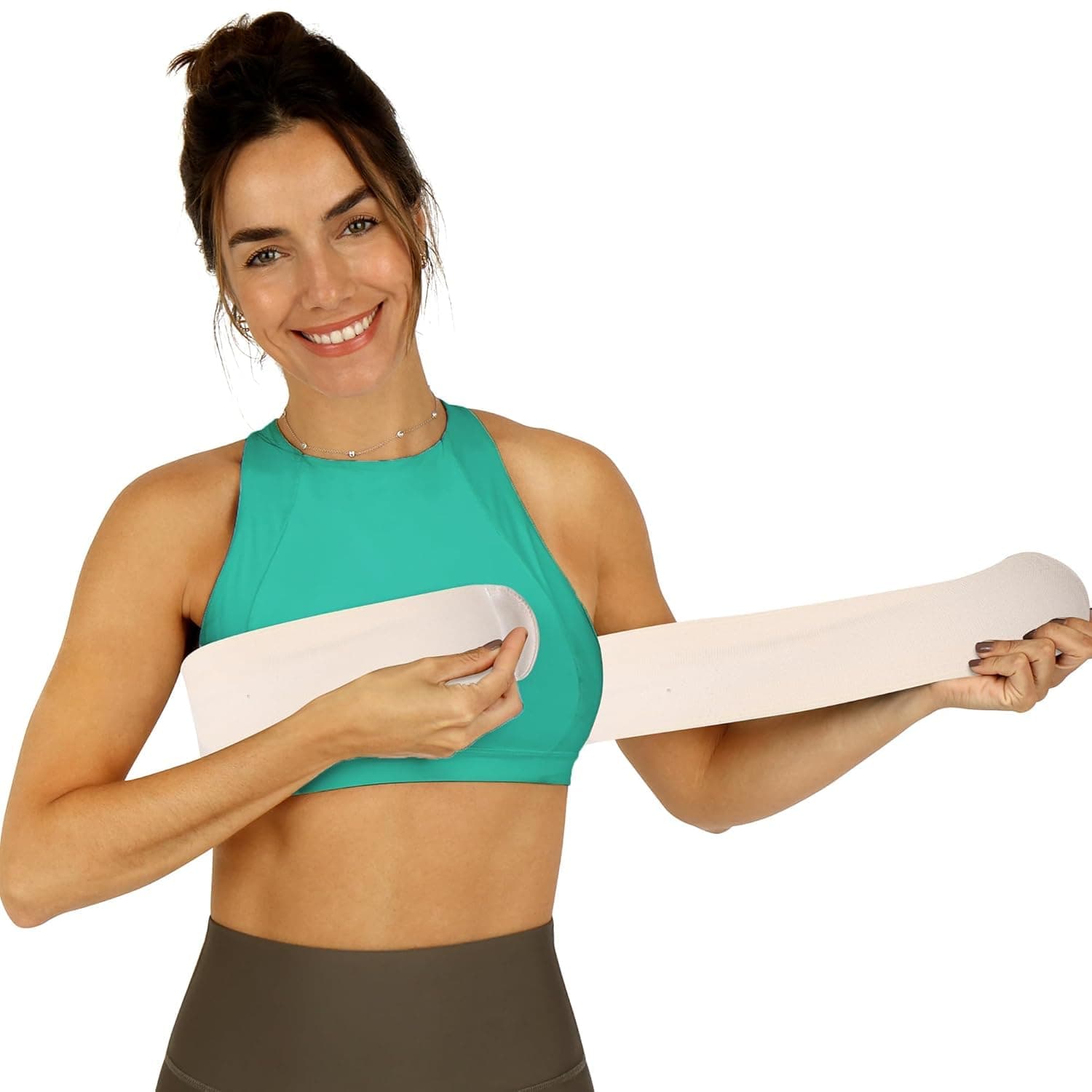 Post Op Breast Augmentation Bra Band | Breast Implant Chest Brace for Women | Compression Wrap Post Surgery Bra Belt | No Bounce Sports Bra Alternative (Fits Most)