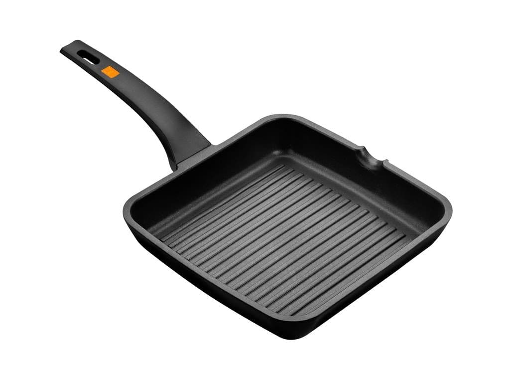 Braisogona Efficient Ribbed Grill Pan, Cast Aluminium, Black, 22 x 22 x 30 cm