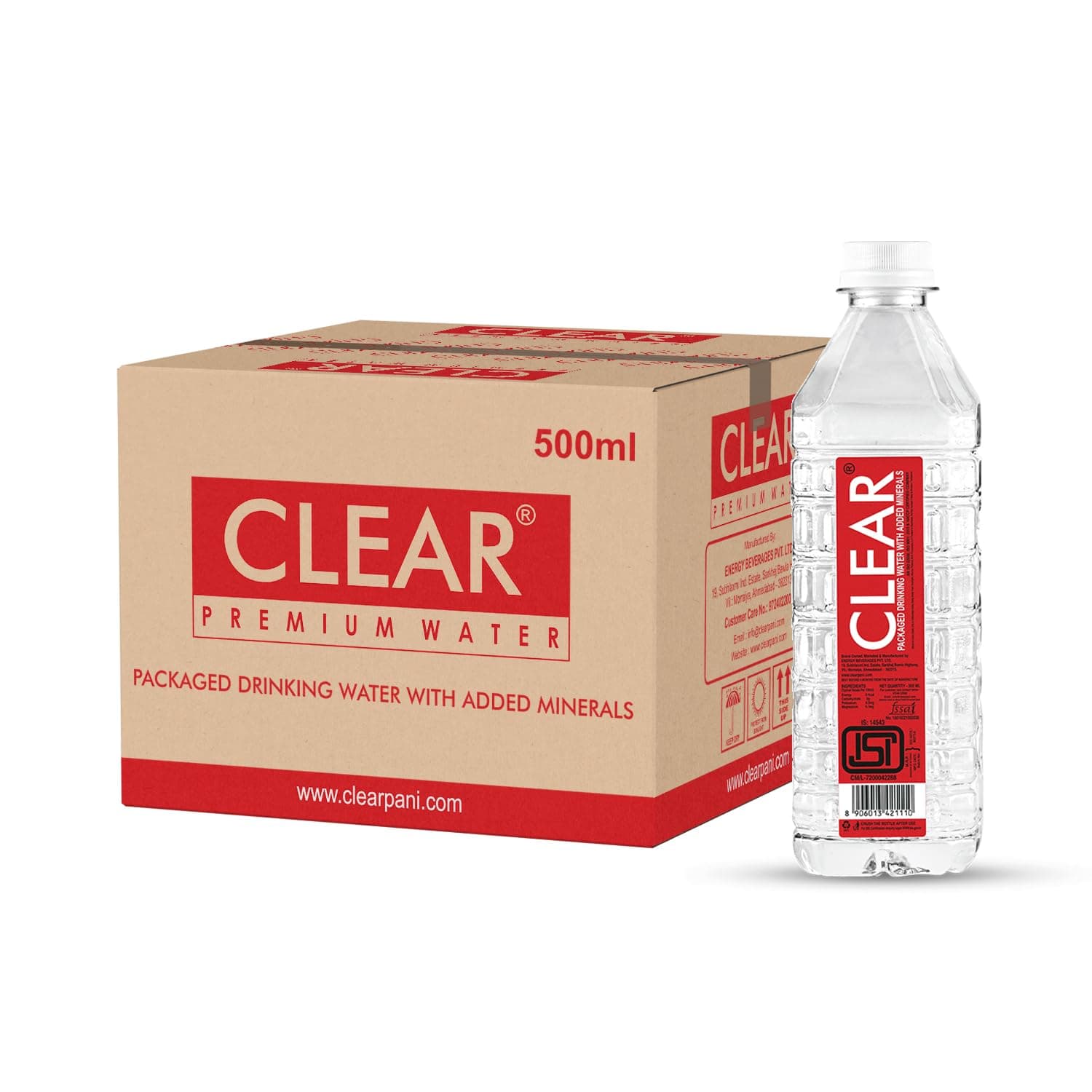 CLEAR Premium Drinking Water with Added Minerals 500ml (Pack of 24)