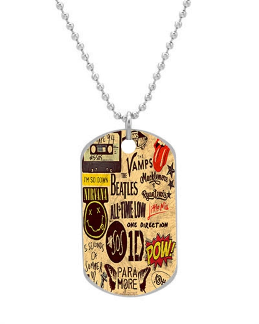 5SOS 1D Custom Dog Tag with Neck Chain, Aluminum Oval Dog Tag Necklace Design by Vingoo